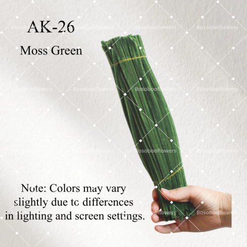 AK-26 Moss Green Pipe Cleaners Chenille Stems Fuzzy Stick Twisting Stick DIY Art Craft Supplies Bending Wires for Kids School Education Adults Floral Arrangement