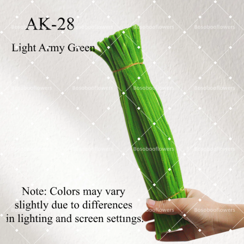 AK-28 Light Army Green Pipe Cleaners Chenille Stems Fuzzy Stick Twisting Stick DIY Art Craft Supplies Bending Wires for Kids School Education Adults Floral Arrangement