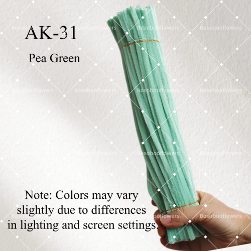 AK-31 Pea Green Pipe Cleaners Chenille Stems Fuzzy Stick Twisting Stick DIY Art Craft Supplies Bending Wires for Kids School Education Adults Floral Arrangement