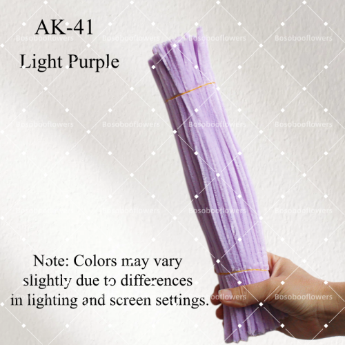 AK-41 Light Purple Pipe Cleaners Chenille Stems Fuzzy Stick Twisting Stick DIY Art Craft Supplies Bending Wires for Kids School Education Adults Floral Arrangement