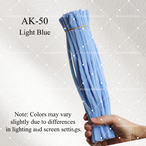 AK-50 Light Blue Pipe Cleaners Chenille Stems Fuzzy Stick Twisting Stick DIY Art Craft Supplies Bending Wires for Kids School Education Adults Floral Arrangement