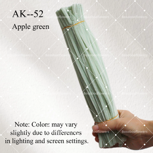 AK-52 Apple Green Pipe Cleaners Chenille Stems Fuzzy Stick Twisting Stick DIY Art Craft Supplies Bending Wires for Kids School Education Adults Floral Arrangement