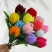 10 PCS * Handmade Pipe Cleaner Fat Tulip Flower Green Leaves Artificial Simulation Flower Indoor Home Desktop Party Wedding Decor